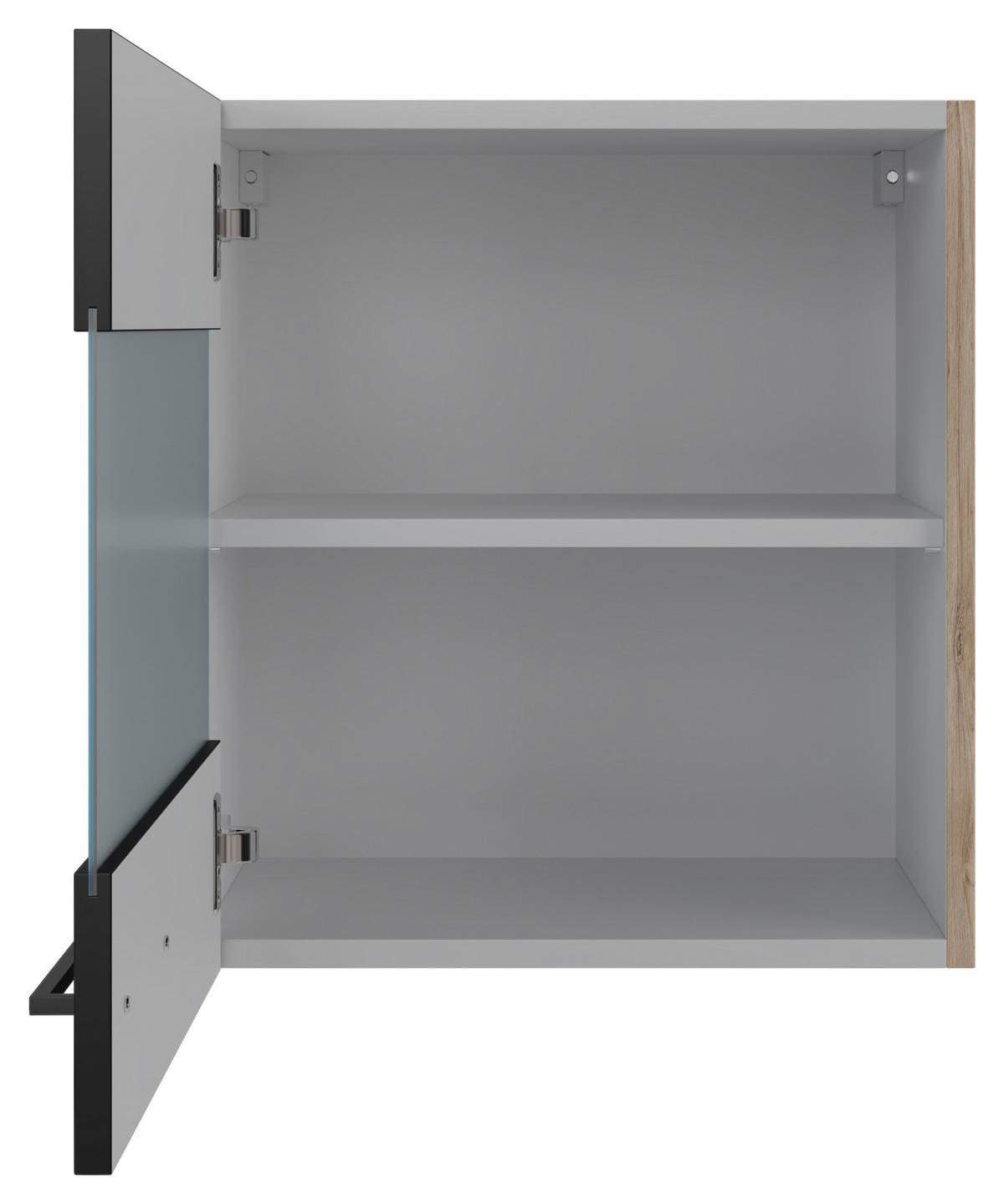Kuhinjska Zgornja Omarica Capri, Črna, Hrast - črna/barve hrasta, Konvencionalno, kovina/leseni material (50/54,8/32cm) - FlexWell