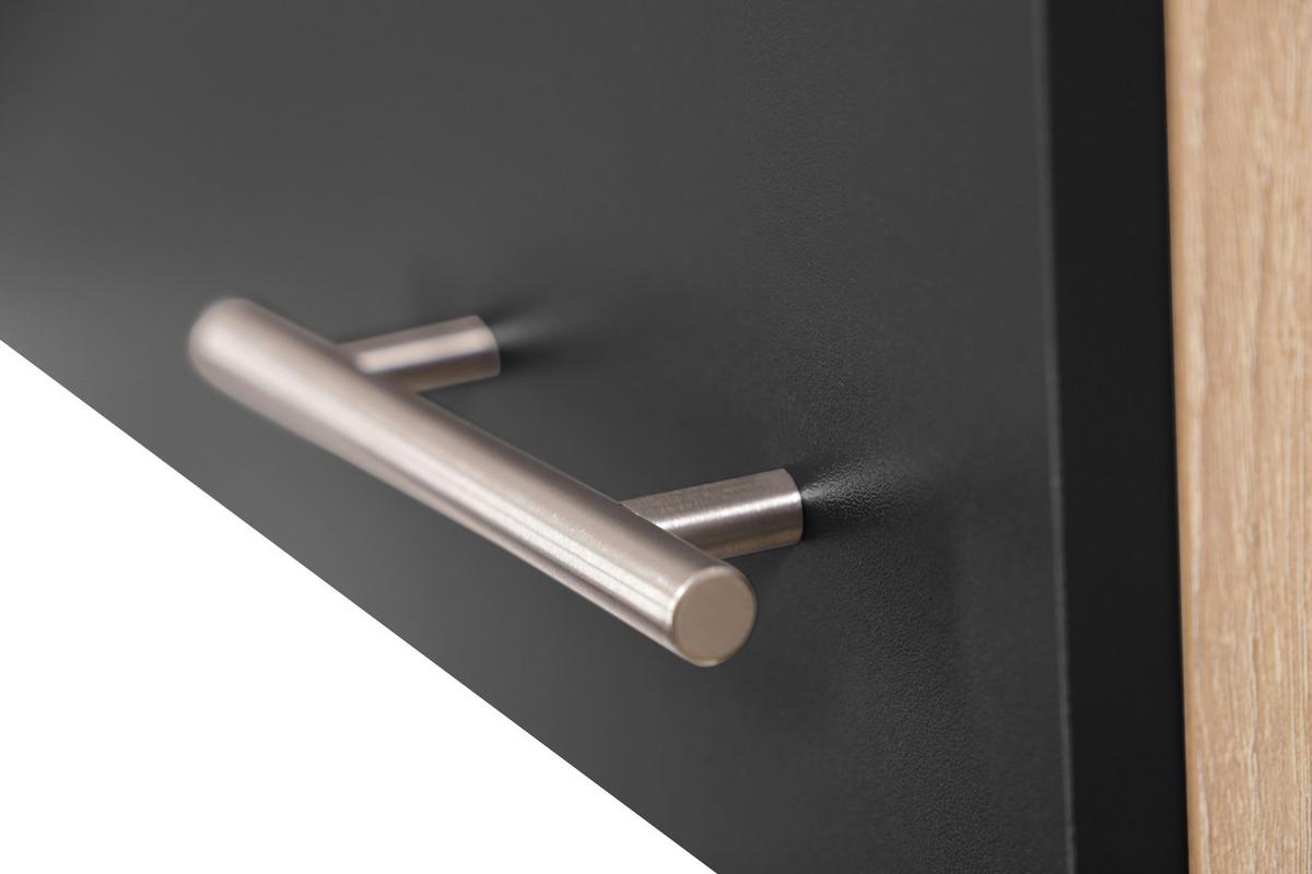 Kuhinjska Zgornja Omarica Merle, Barva Hrasta, Črna - srebrne barve/črna, Basics, kovina/leseni material (50/56,1/34,6cm) - Respekta