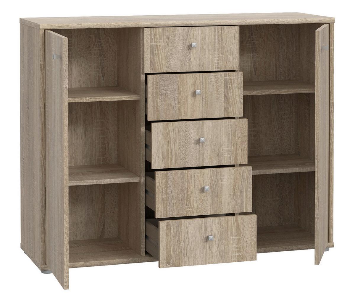 Komoda Tempra 2, Barva Hrasta - barve aluminija/hrast sonoma, Design, umetna masa/leseni material (108,8/85,5/34,8cm)