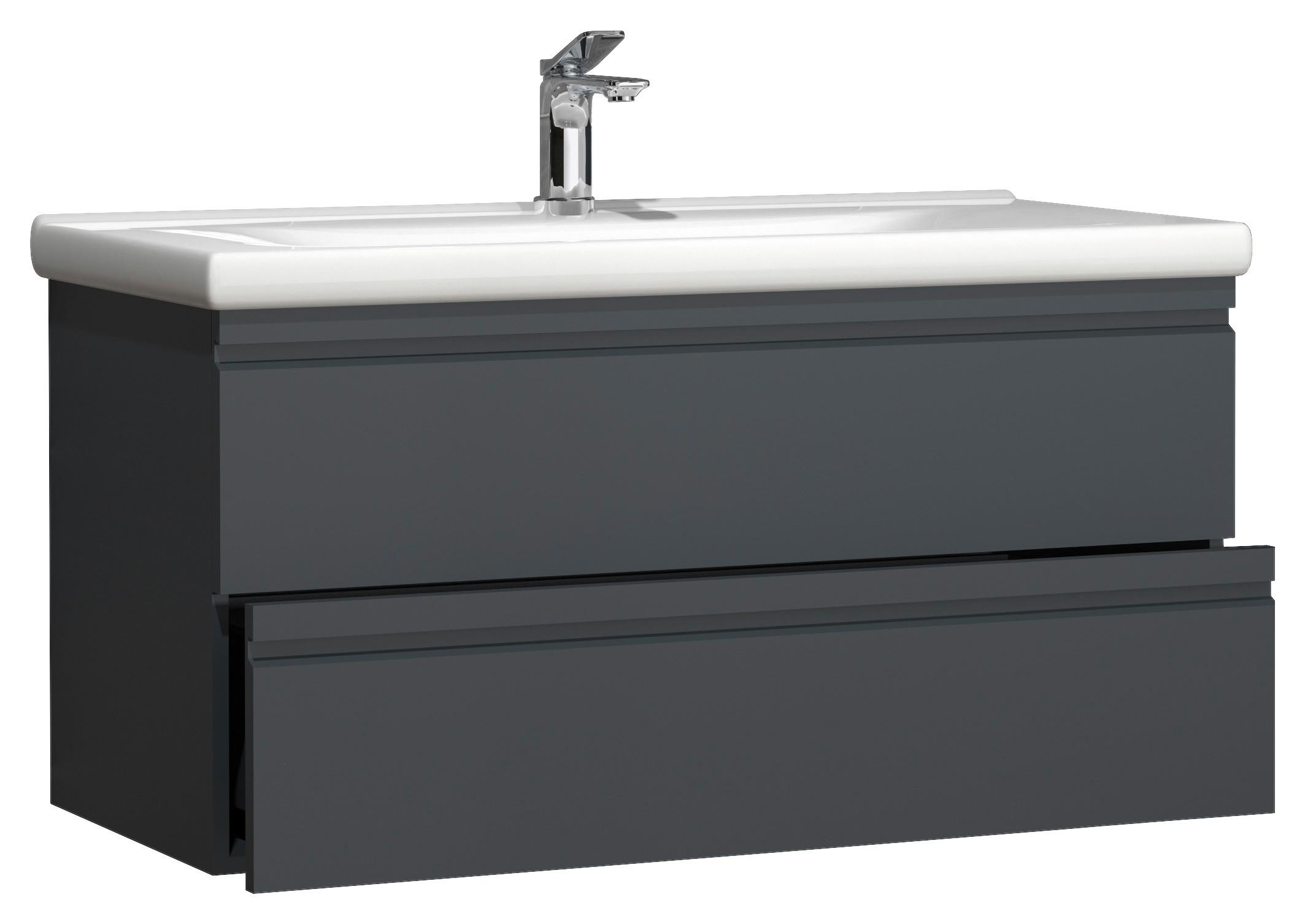 Kombiniran Umivalnik Silora Xl, Antracit - bela/antracit, Moderno, leseni material/keramika (100cm) - MID.YOU