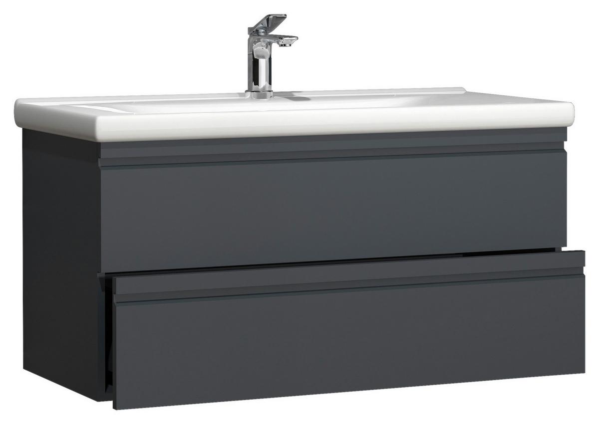 Kombiniran Umivalnik Silora Xl, Antracit - bela/antracit, Moderno, leseni material/keramika (100cm) - MID.YOU