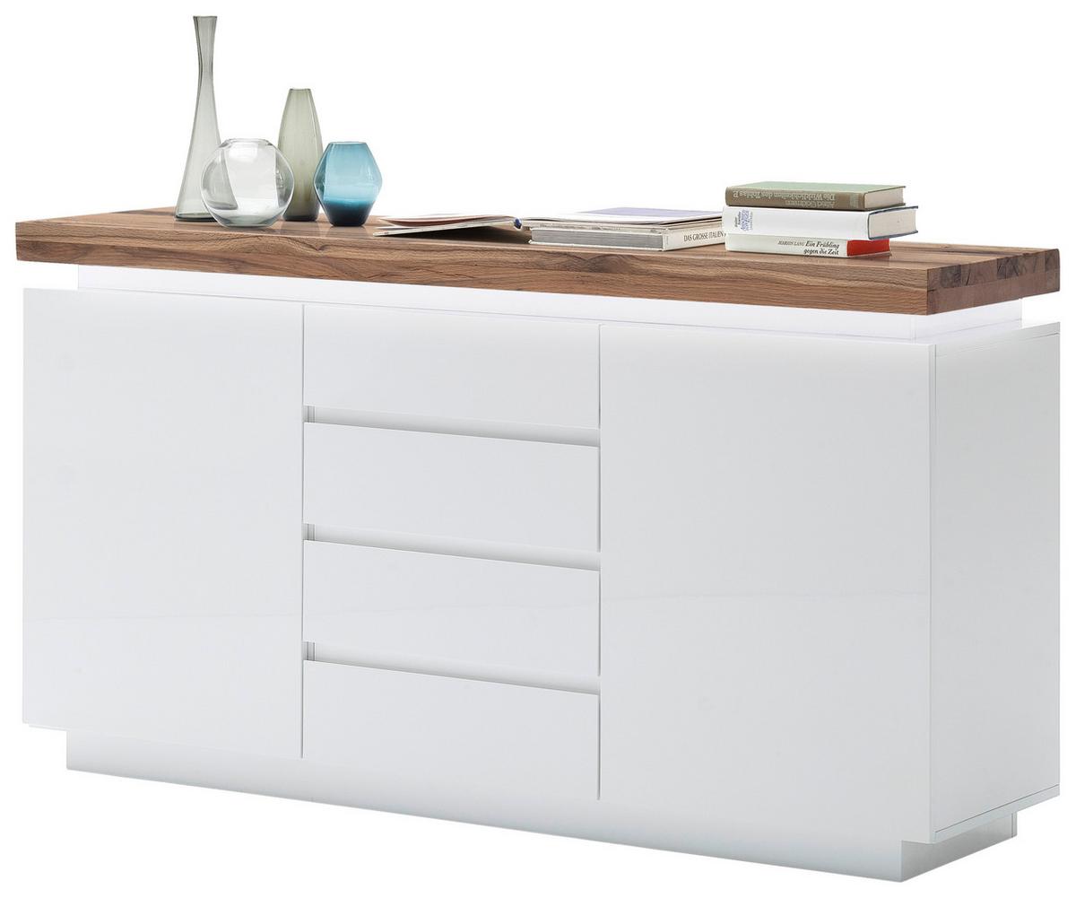 KOMODA SZEROKA ROMINA - kolor dębowy/biały, Design, materiał drewnopochodny/drewno (150/81/40cm)