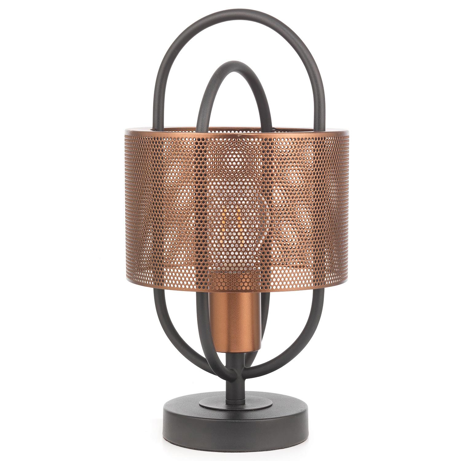 Nachttischleuchte Quokka Schwarz/Kupfer max. 22 Watt - Schwarz/Kupferfarben, Design, Metall (18/35cm)