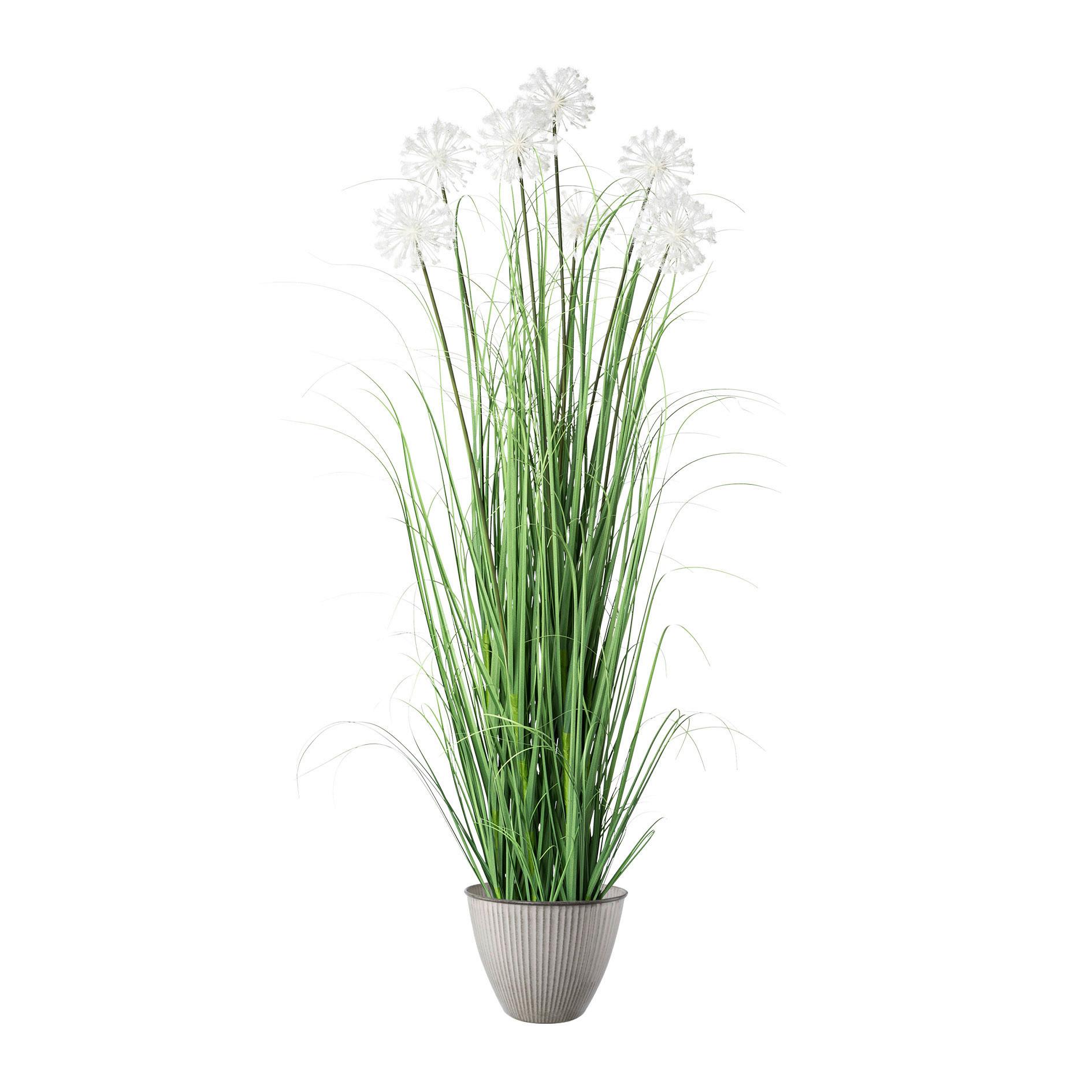 Kunstpflanze Daisy mit Übertopf, ca. 128cm - Creme/Weiß, MODERN, Kunststoff/Metall (128cm) - P & B