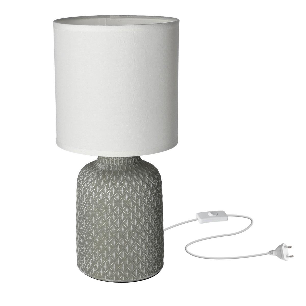 Svjetiljka Stolna 41-79886 - bijela/siva, Basics, tekstil/keramika (15/15/32cm)