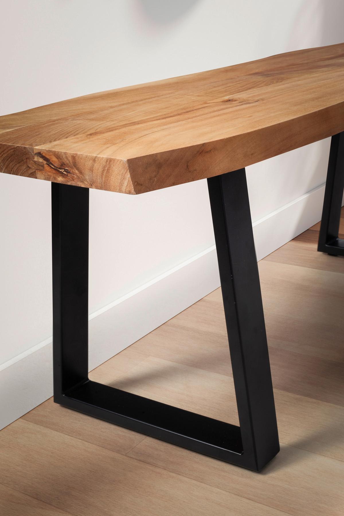 GARDEROBENBANK GARDEROBENBANK - Hellbraun/Schwarz, Design, Holz/Metall (120/40/45,5cm) - MID.YOU