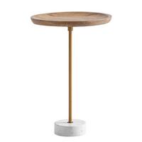 Mizica Mango, Pravi Les, Videz Marmorja, Zlata - zlate barve/barve hrasta, Design, kamen/les (40/40/55cm) - Livetastic