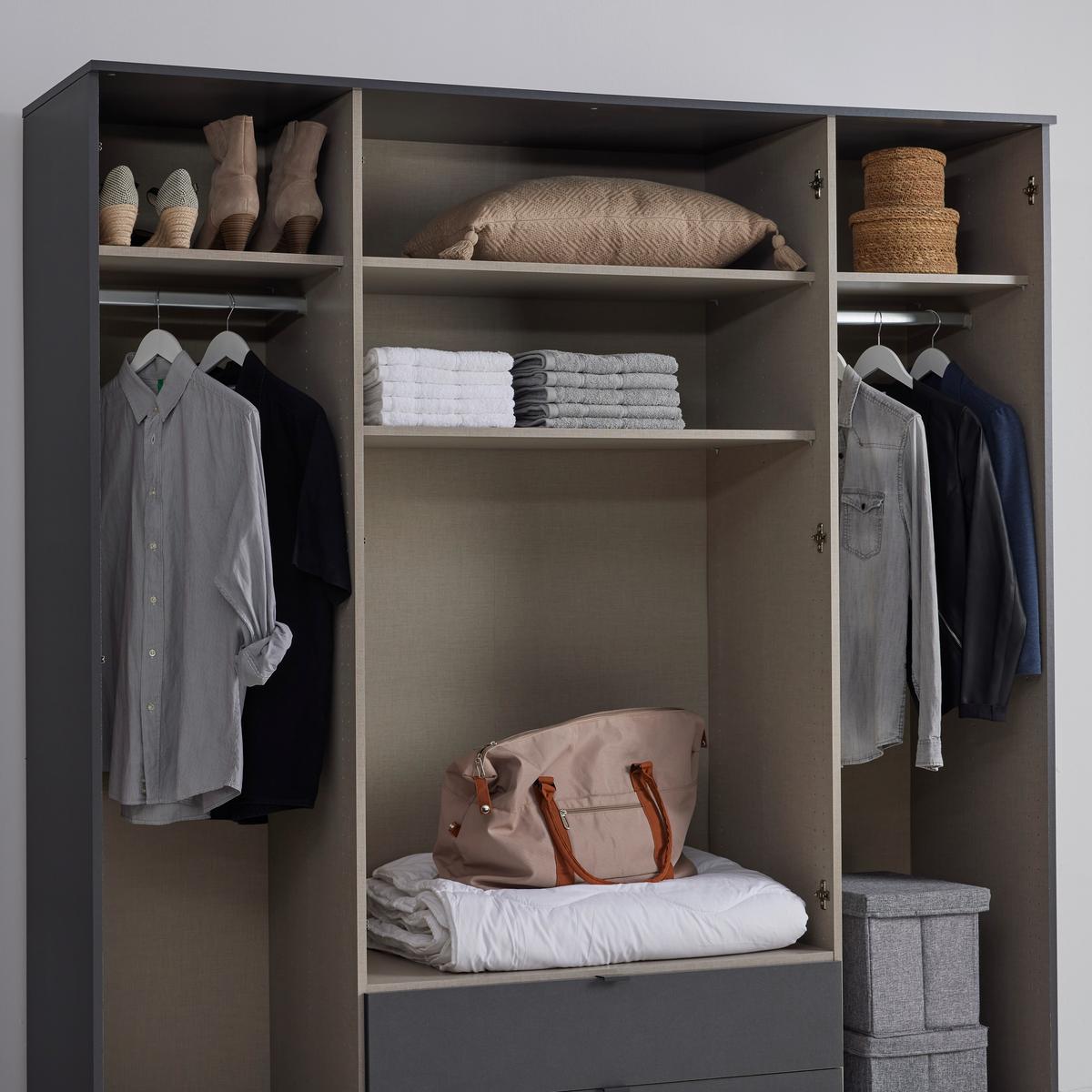 Drehtürenschrank Avila Grau - Grau, Konventionell, Glas/Holzwerkstoff (181/194/53cm) - Mömax