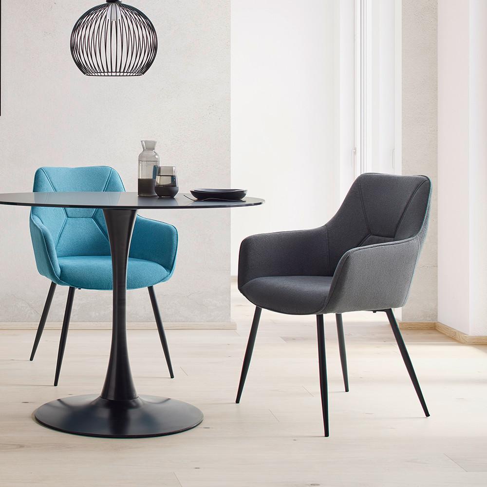 STOL MED ARMSTÖD ELENA -TOP- - grå/svart, Modern, metall/trä (57/85/60cm) - Mömax