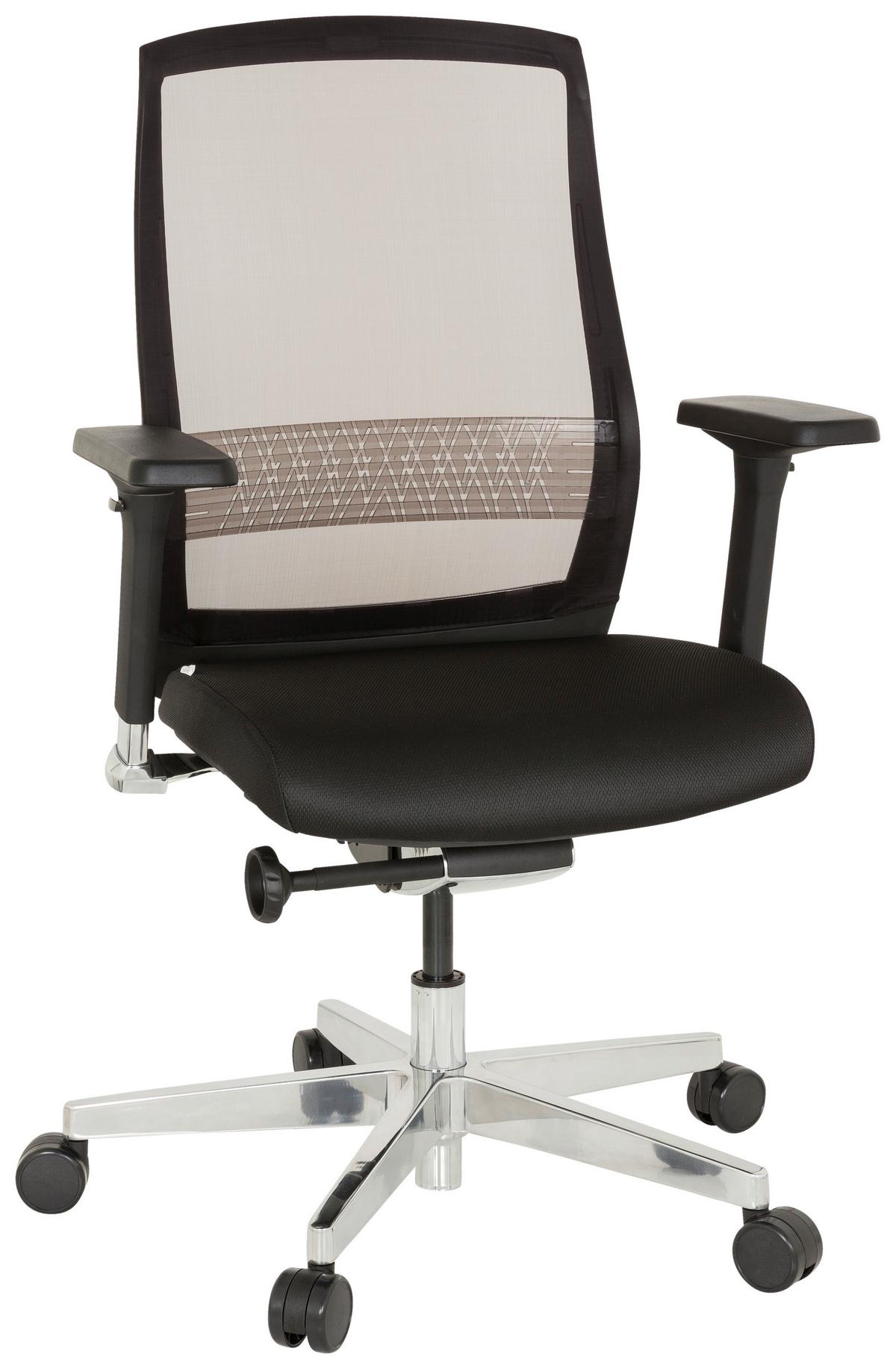 Drehstuhl Fountaine Schwarz - Schwarz/Alufarben, MODERN, Kunststoff/Textil (69/112/66cm) - MID.YOU