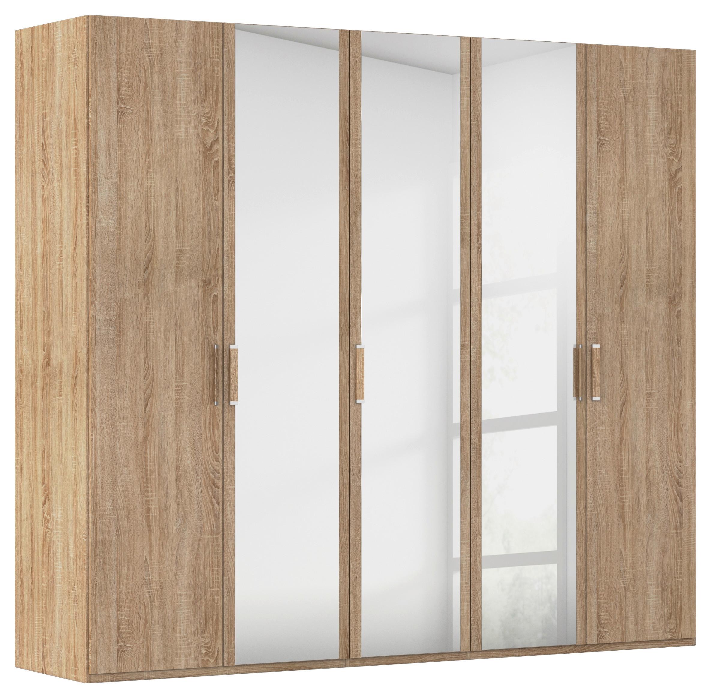 Omara S Klasičnimi Vrati Evelyn, Barva Hrasta - srebrne barve/hrast sonoma, Design, umetna masa/steklo (251/223/60cm) - Novel