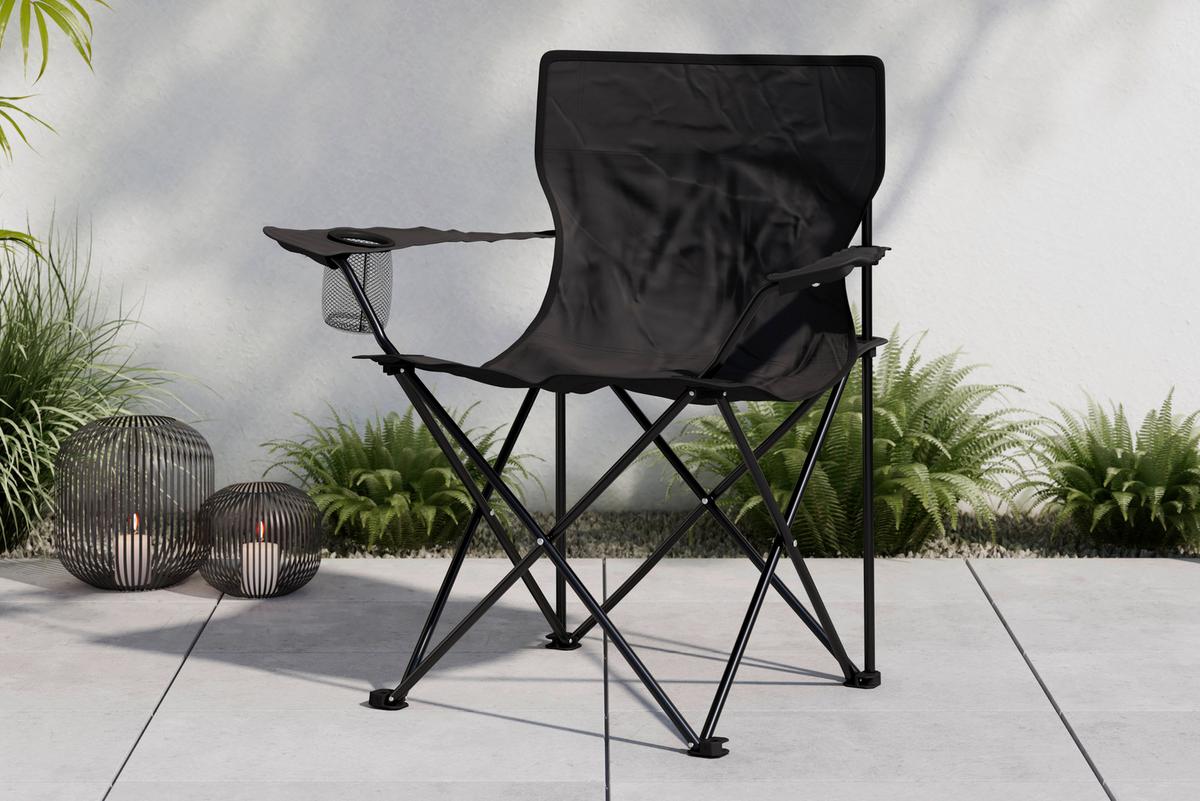 Campingsessel Blacky Schwarz ca. 80x80x51cm - Schwarz, Basics, Textil/Metall (80/80/51cm)