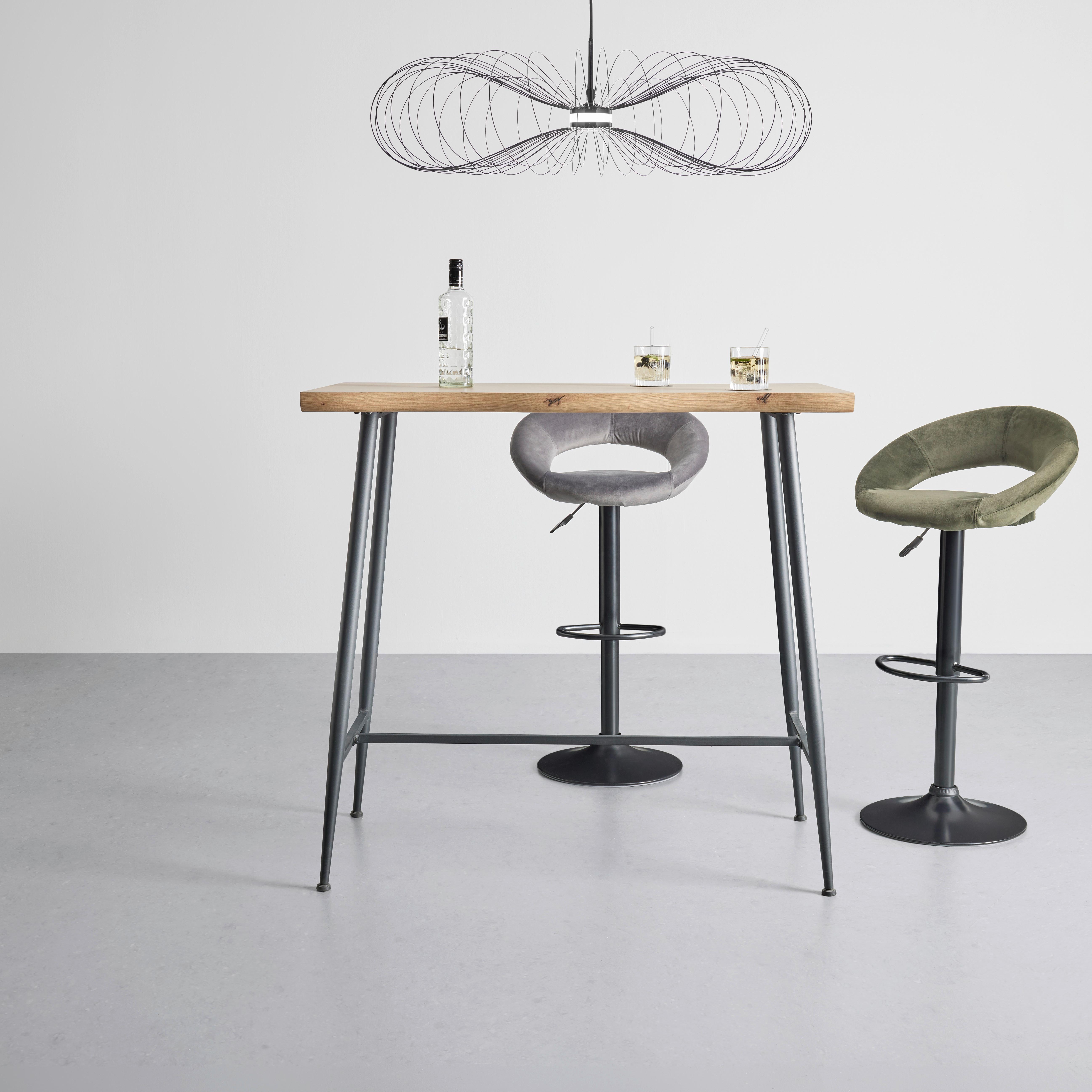 BARBORD STUARD 1 - svart/naturfärgad, Modern, metall/trämaterial (115/108/60cm) - Mömax