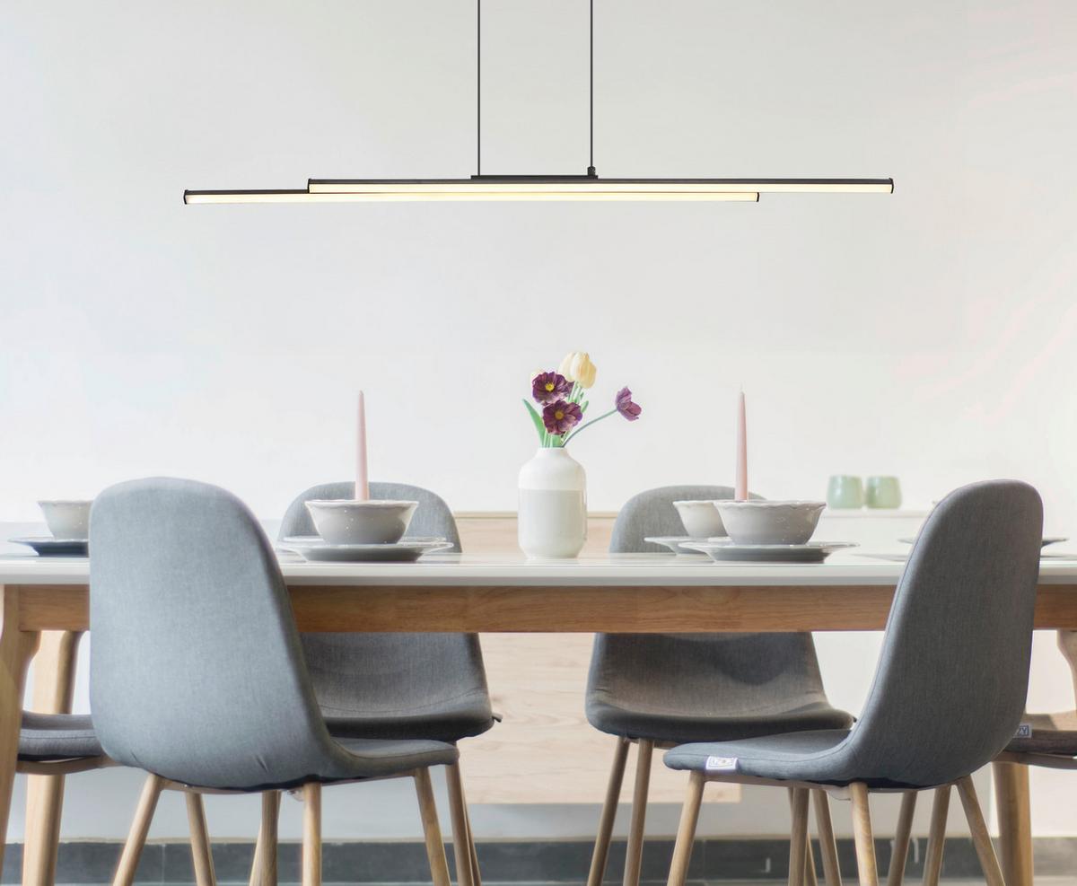 Lampă suspendată cu LED Kirina - alb/negru, Design, plastic/metal (110/6/120cm) - Globo