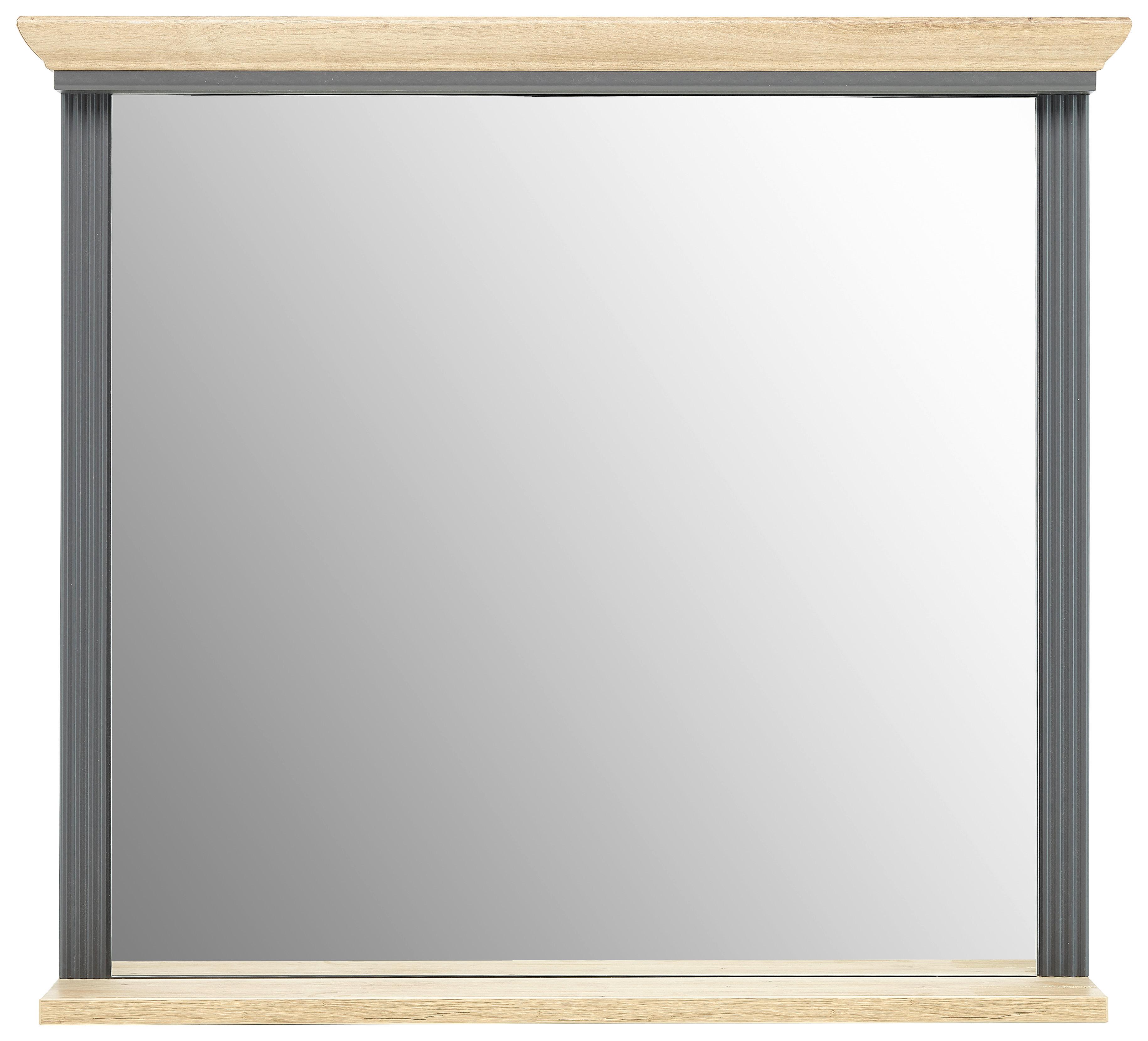 Fali Tükör Tárolópolccal Jasmin - grafitszürke, Romantik / Landhaus, faalapú anyag (93/83/15cm) - Zandiara