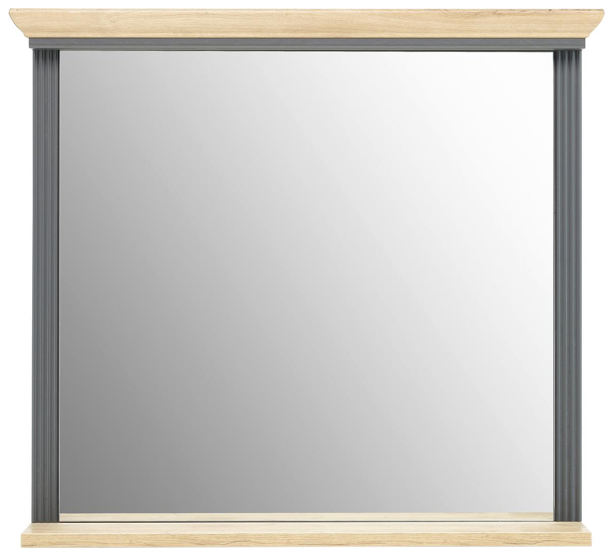 Fali Tükör Tárolópolccal Jasmin - grafitszürke, Romantik / Landhaus, faalapú anyag (93/83/15cm) - Zandiara