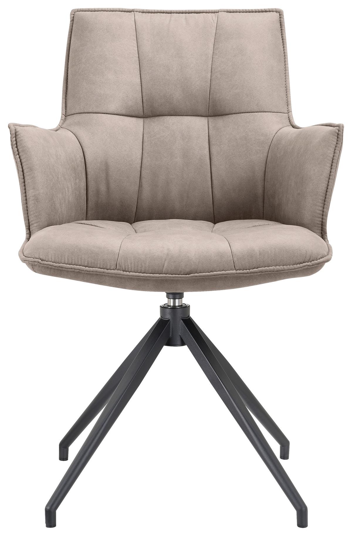 KRZESŁO Z PODŁOKIETNIKAMI OSAKA -EXKLUSIV- - czarny/taupe, Design, metal/tkanina (59/89,5/63cm) - Novel