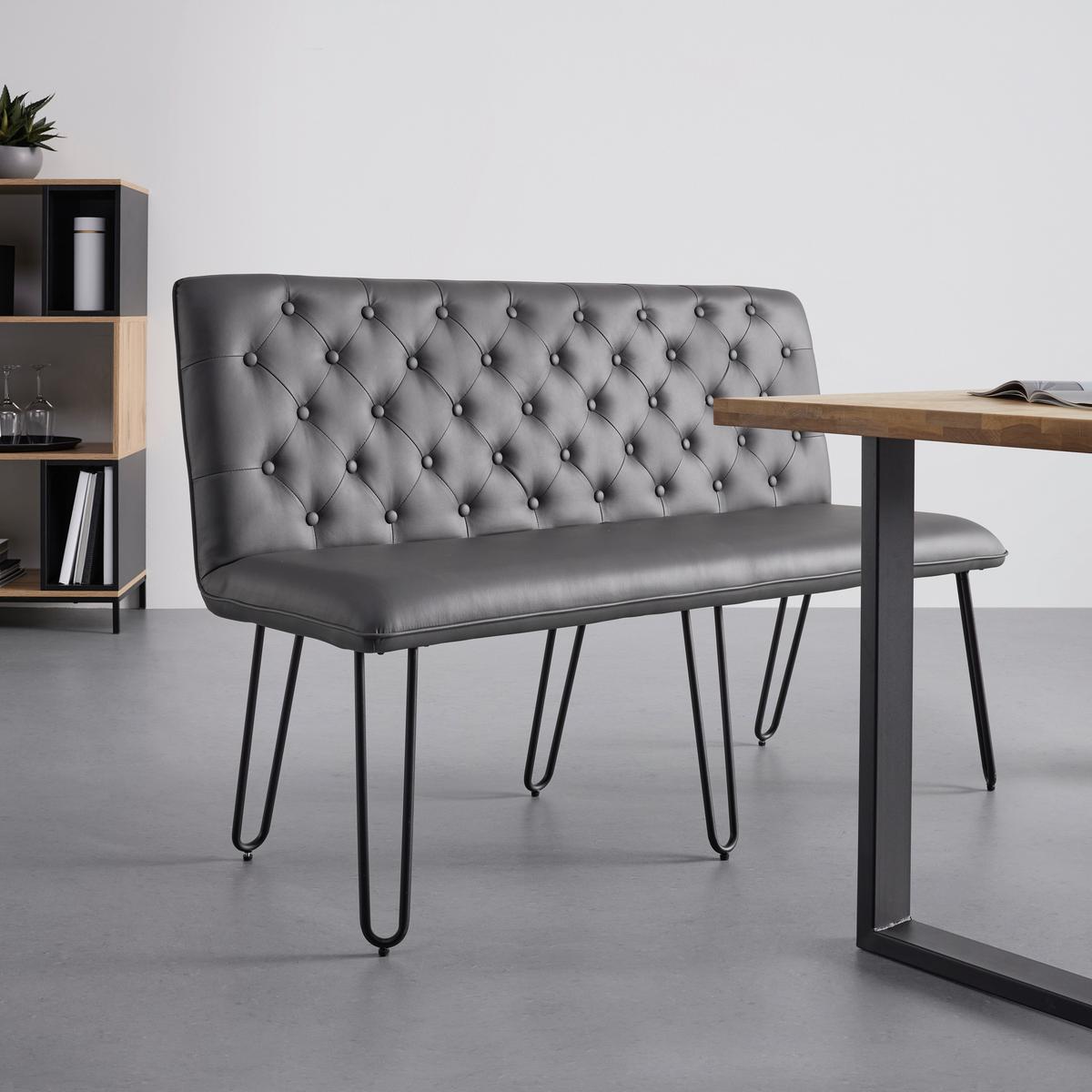 ŁAWKA IVIE - czarny/szary, Modern, metal/drewno (140/92/62cm) - Bessagi Home
