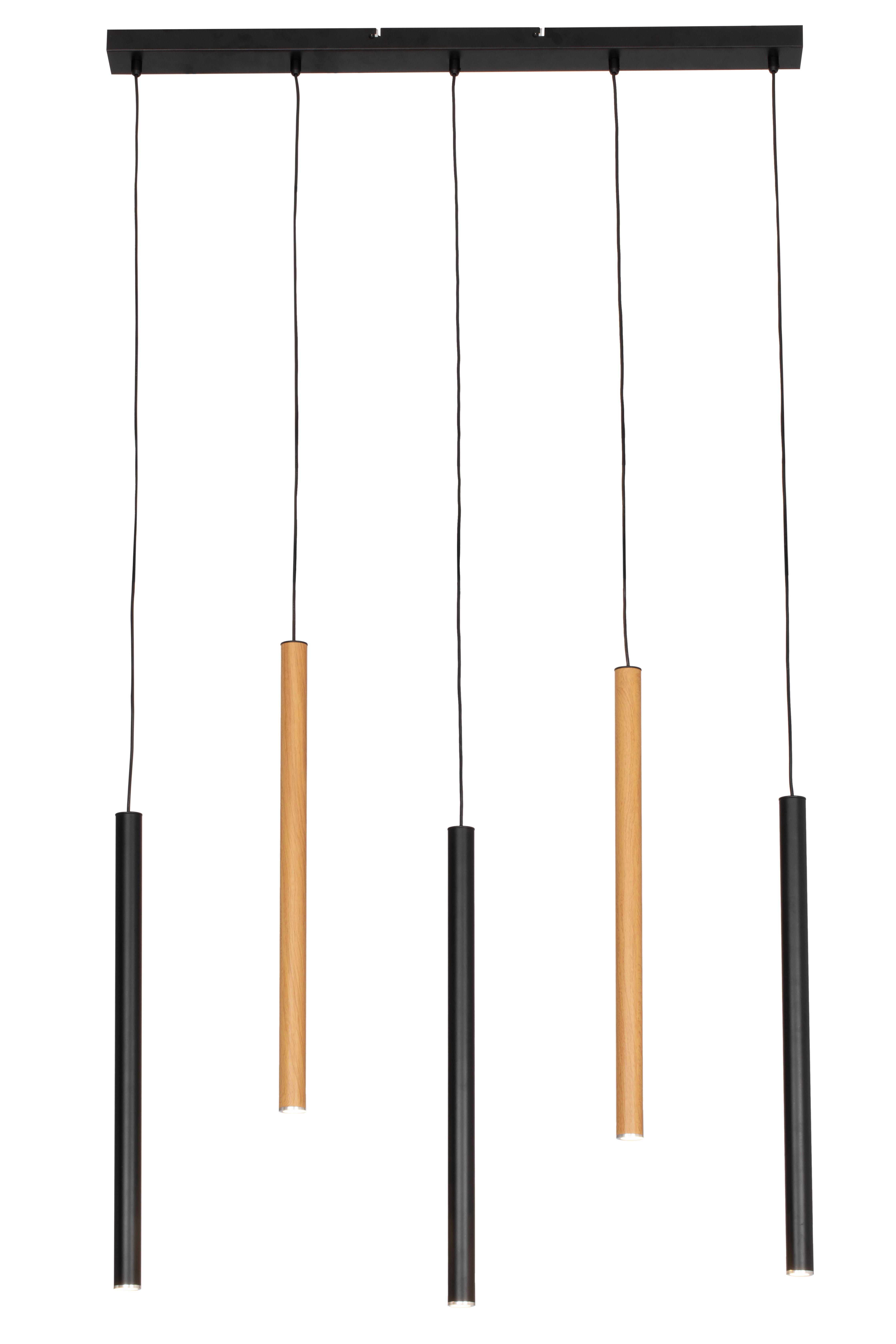 LAMPA WISZĄCA LED MEDINE *SBN* - kolor dębowy/czarny, Design, metal (85/5,5/175cm) - Novel