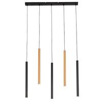 LAMPA WISZĄCA LED MEDINE *SBN* - kolor dębowy/czarny, Design, metal (85/5,5/175cm) - Novel