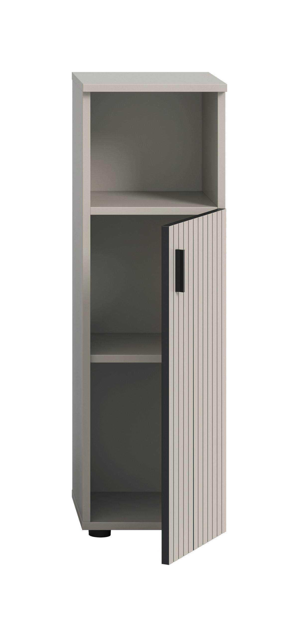 Midischrank Mone Kaschmir - Kaschmir/Schwarz, Trend, Holzwerkstoff/Kunststoff (30/95/30cm) - MID.YOU