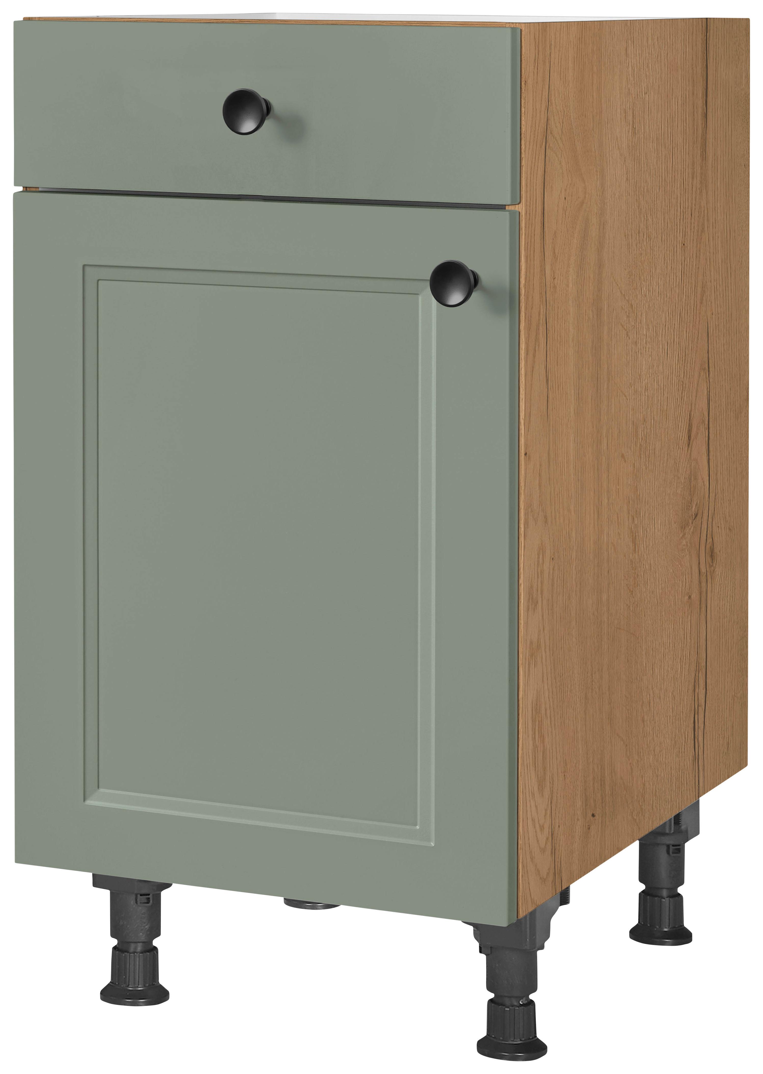 Schubkastenunterschrank Cascada Grün - Eichefarben/Schwarz, MODERN, Holzwerkstoff/Metall (45/87/56cm) - Nobilia