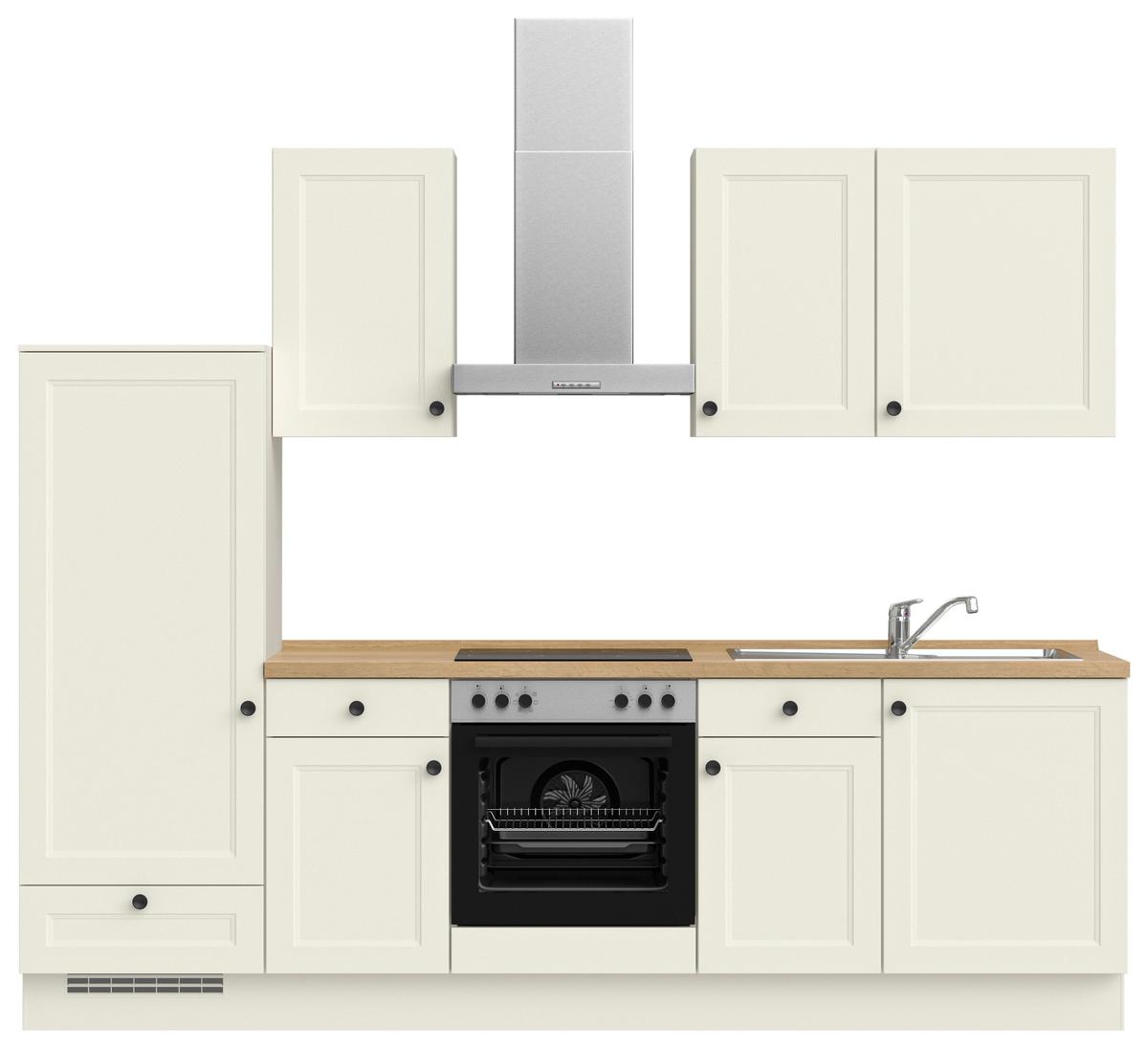 Küchenblock Cascada Low m. Geräten Weiß - Eichefarben/Schwarz, MODERN, Holzwerkstoff/Metall (270cm) - Nobilia