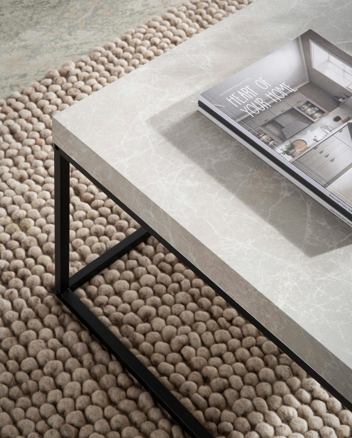 COUCHTISCH WL6.931 - Sandfarben/Schwarz, Design, Holzwerkstoff/Metall (60/60/38cm) - Livetastic