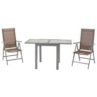 GARTENSET AMALFI - Taupe/Silberfarben, MODERN, Textil/Metall - Gardenson