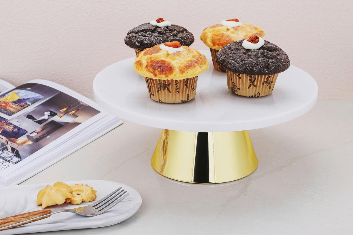 Krožnik Za Torto Cake, Zlata - zlate barve, Basics, kamen/kovina (30cm) - Echtwerk