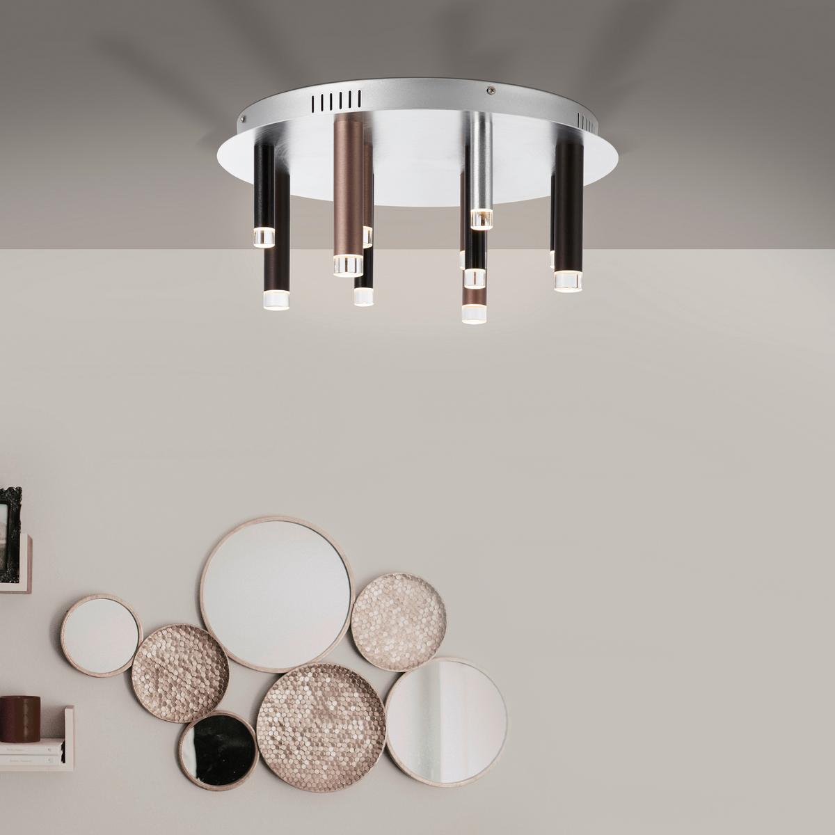 LAMPA SUFITOWA LED G93767/20 CEMBALO - czarny/kolor aluminiowy, Design, tworzywo sztuczne/metal (50,5/21,5cm)