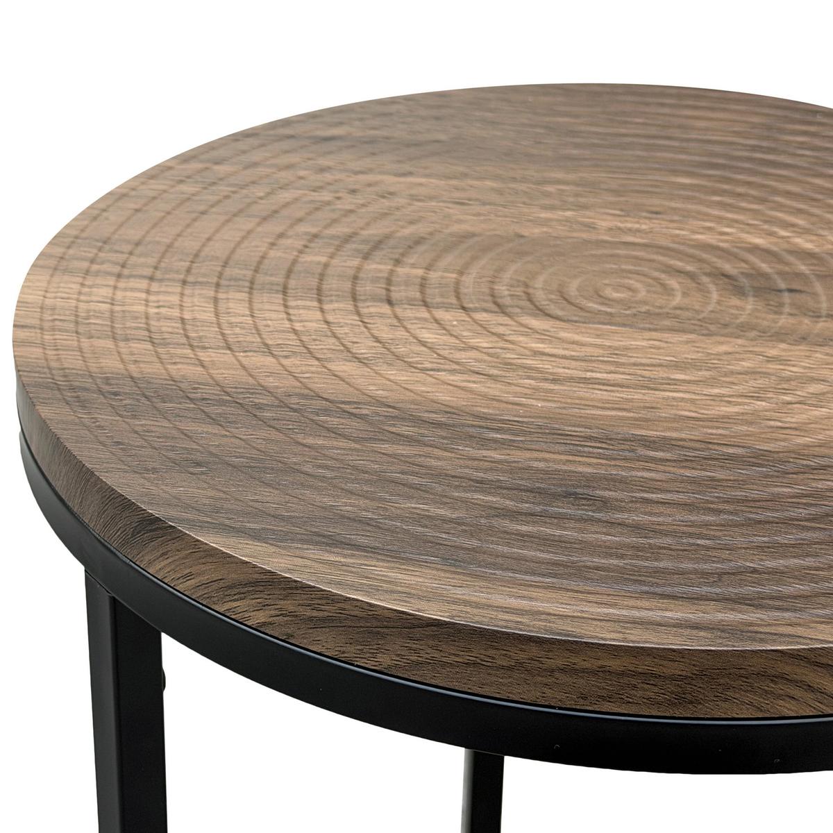 Stolić Set 2/1 Wolf - smeđa/crna, Moderno, drvni materijal/metal (40/35/45/40cm) - Modern Living