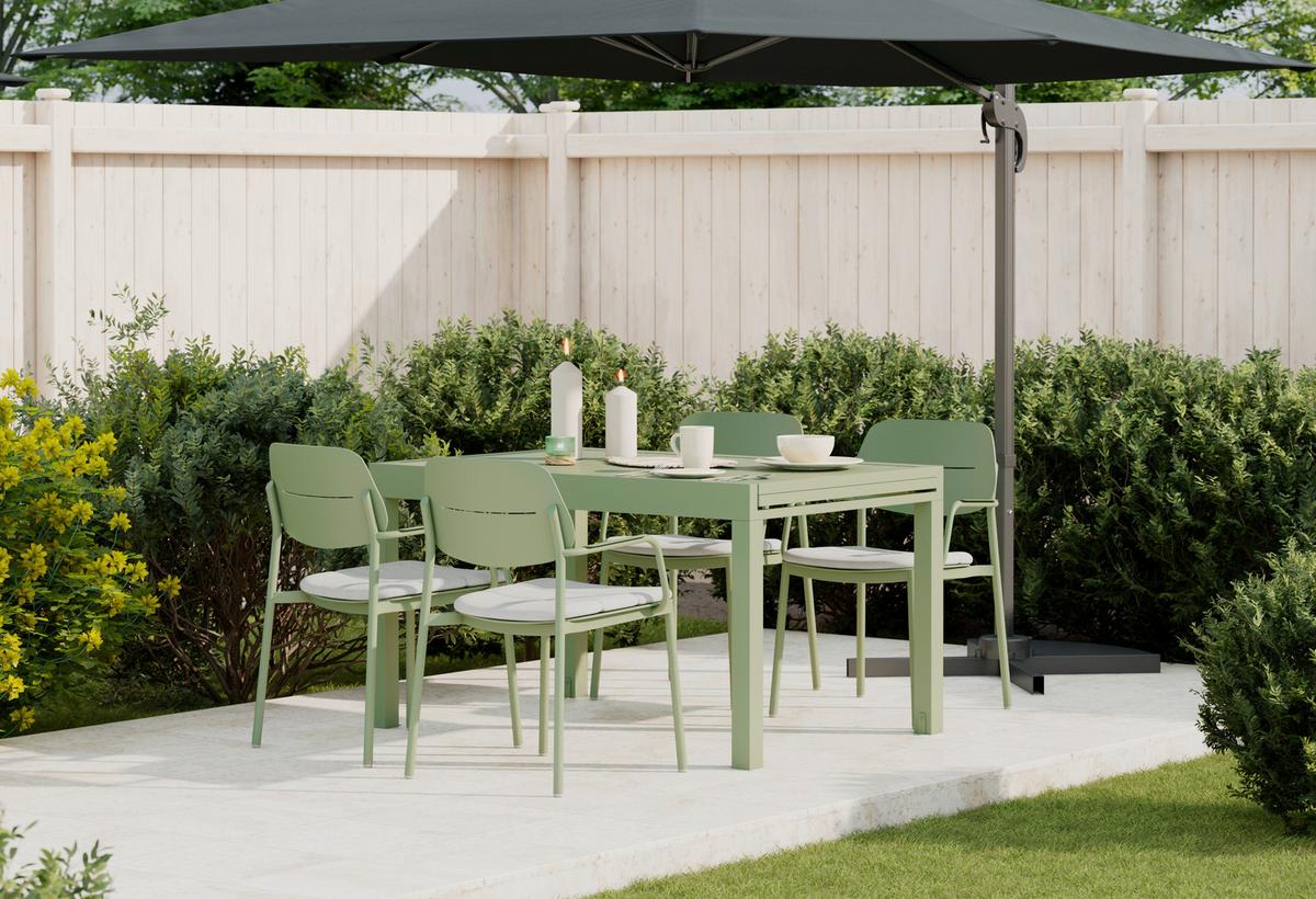 Gartentisch Verde Salbeigrün Aluminium - Salbeigrün, MODERN, Metall (270/76/90cm) - Mömax