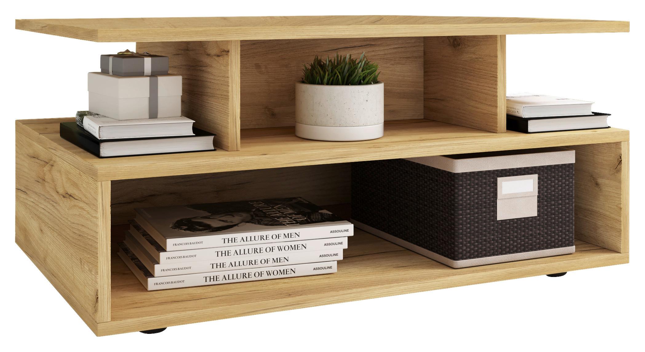 Klubska Miza Esila, Hrast - črna/medeni hrast, Moderno, umetna masa/leseni material (80/50/40cm) - MID.YOU