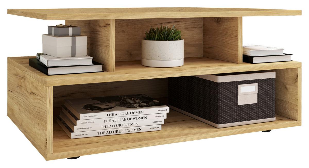 Klubska Miza Esila, Hrast - črna/medeni hrast, Moderno, umetna masa/leseni material (80/50/40cm) - MID.YOU