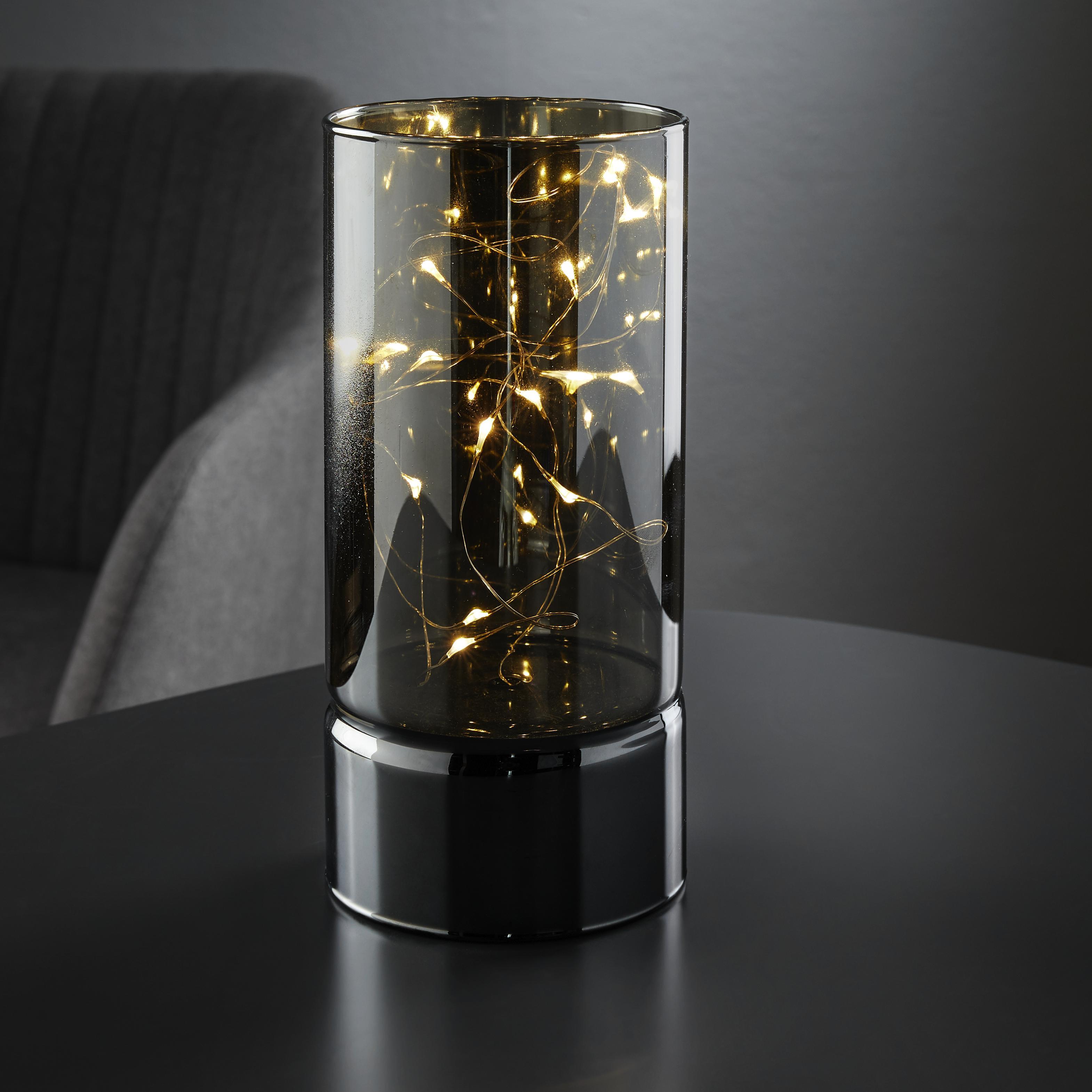 Windlicht in Silberfarben Ø/H ca.9/20cm 'Niclas' - Silberfarben, MODERN, Glas (9/20cm) - Bessagi Home