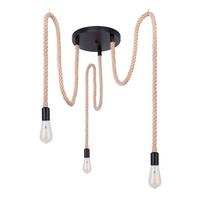 Hängeleuchte 69029-3H1 in Braun/Schwarz max. 60 Watt - Schwarz/Braun, Trend, Naturmaterialien/Metall (30/150cm) - Globo