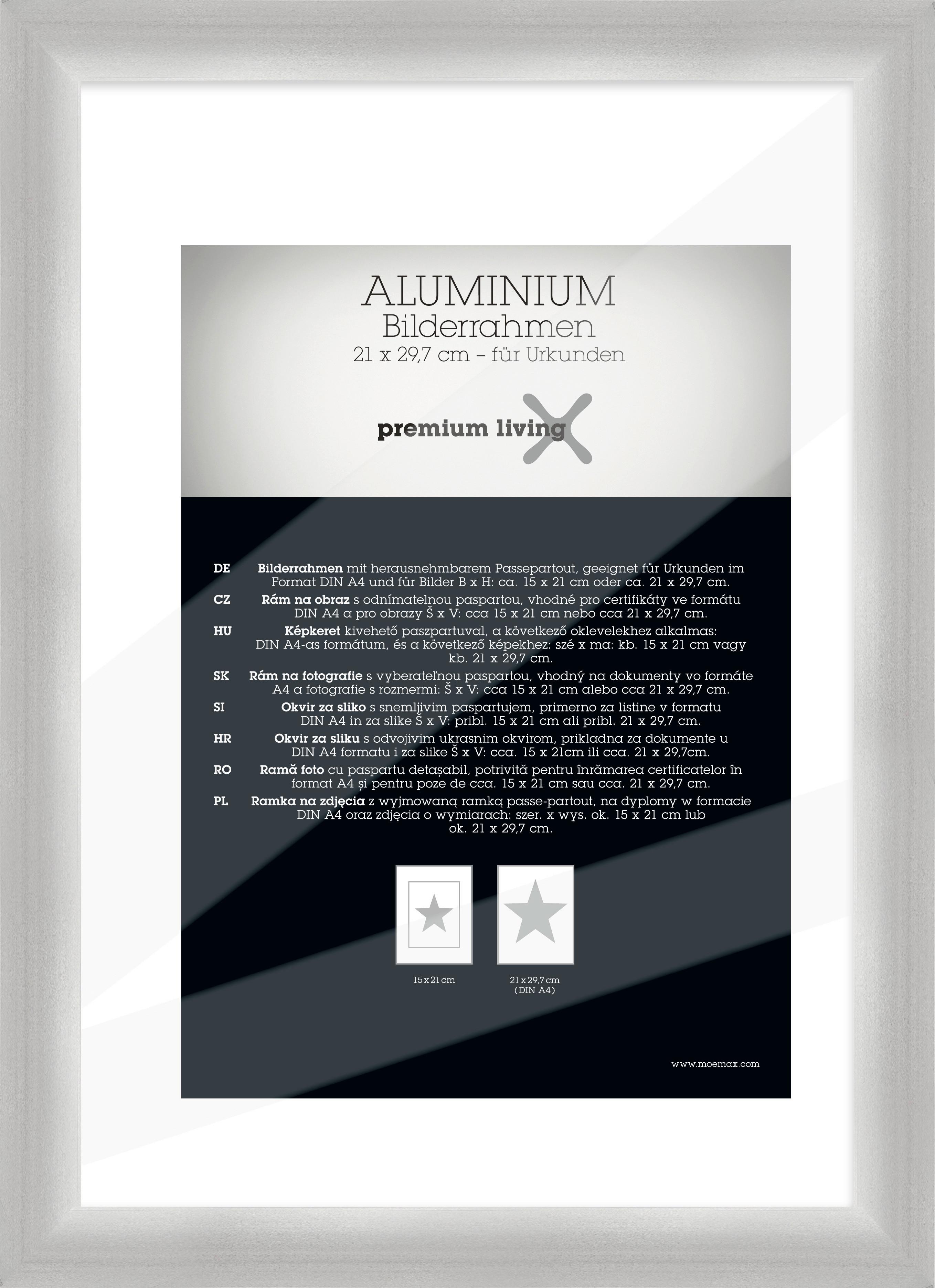 Bilderrahmen Aluminium ca. 24x32cm - Silberfarben, Basics, Metall (24.1/32.8/2.2cm) - Premium Living