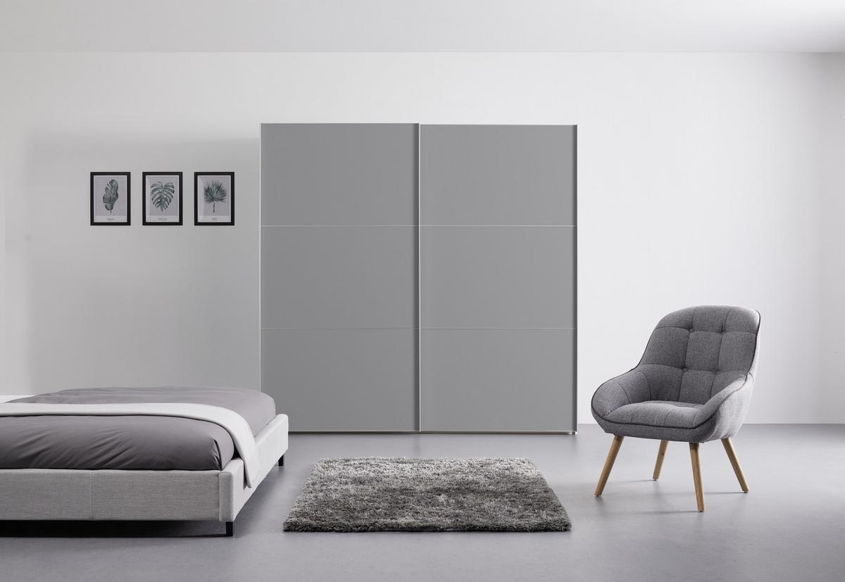 Ormar S Kliznim Vratima Includo - bijela/siva, Moderno, drvni materijal/metal (225/222/68cm) - Premium Living