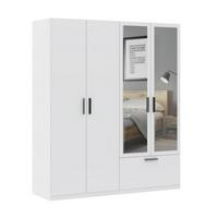 Drehtürenschrank Milos 4T1S2S Weiß - Schwarz/Weiß, MODERN, Glas/Holzwerkstoff (180/210/54cm) - Mömax