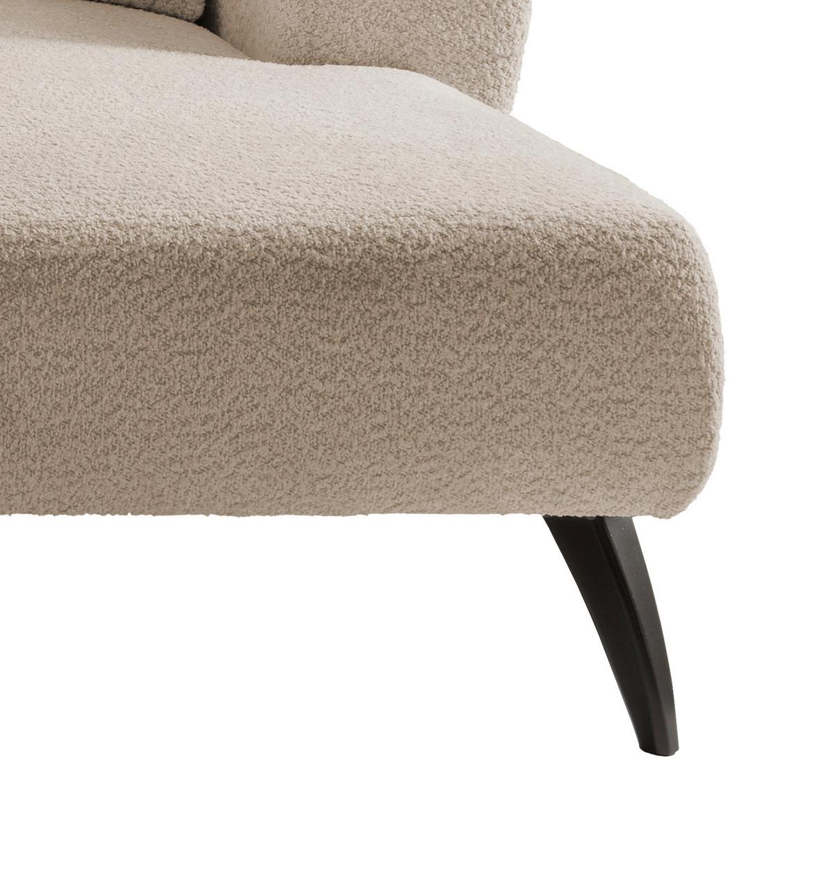 Wohnlandschaft Colori beige Bouclé - Beige/Schwarz, MODERN, Holz/Textil (264/160cm) - MID.YOU