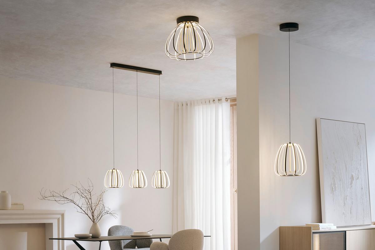 LAMPA SUFITOWA LED ONTARIO *SBN* - czarny/kolor złoty, Design, tworzywo sztuczne/metal (44,5/33cm) - Novel