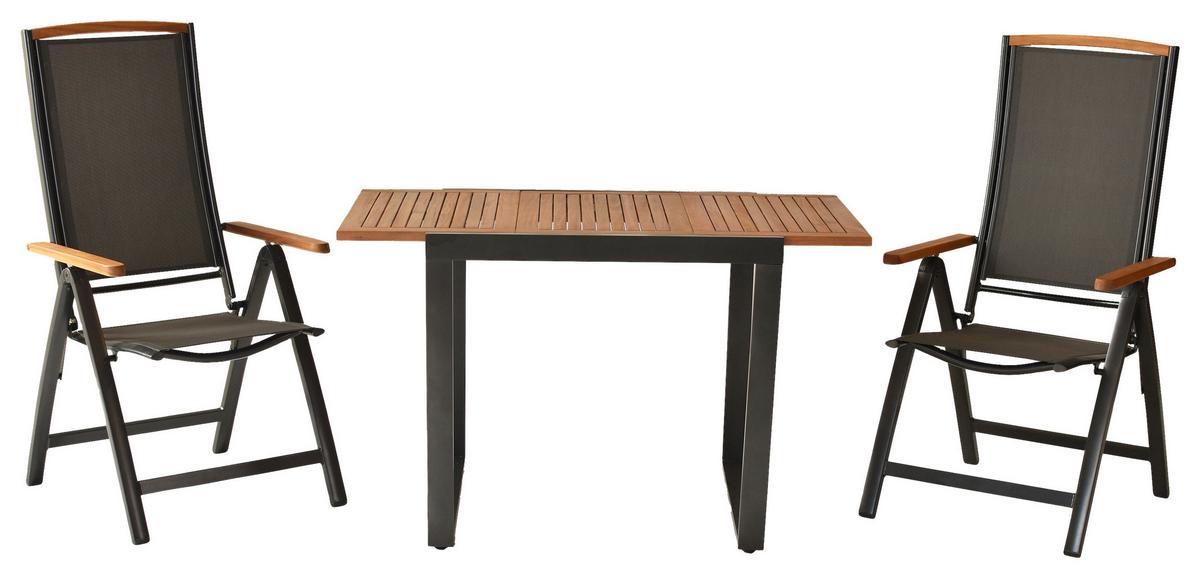 GARTENSET SIENA - Graphitfarben/Grau, MODERN, Holz/Textil - Gardenson