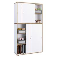 Omara Za Čevlje Salia, Bela, Barva Hrasta - srebrne barve/črna, Design, umetna masa/leseni material (100/183/37cm) - MID.YOU