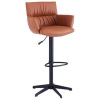 STOŁEK BAROWY PARIS -EXKLUSIV- - kolor rdzawy/czarny, Design, skóra/metal (58/88-112/58cm) - Dieter Knoll