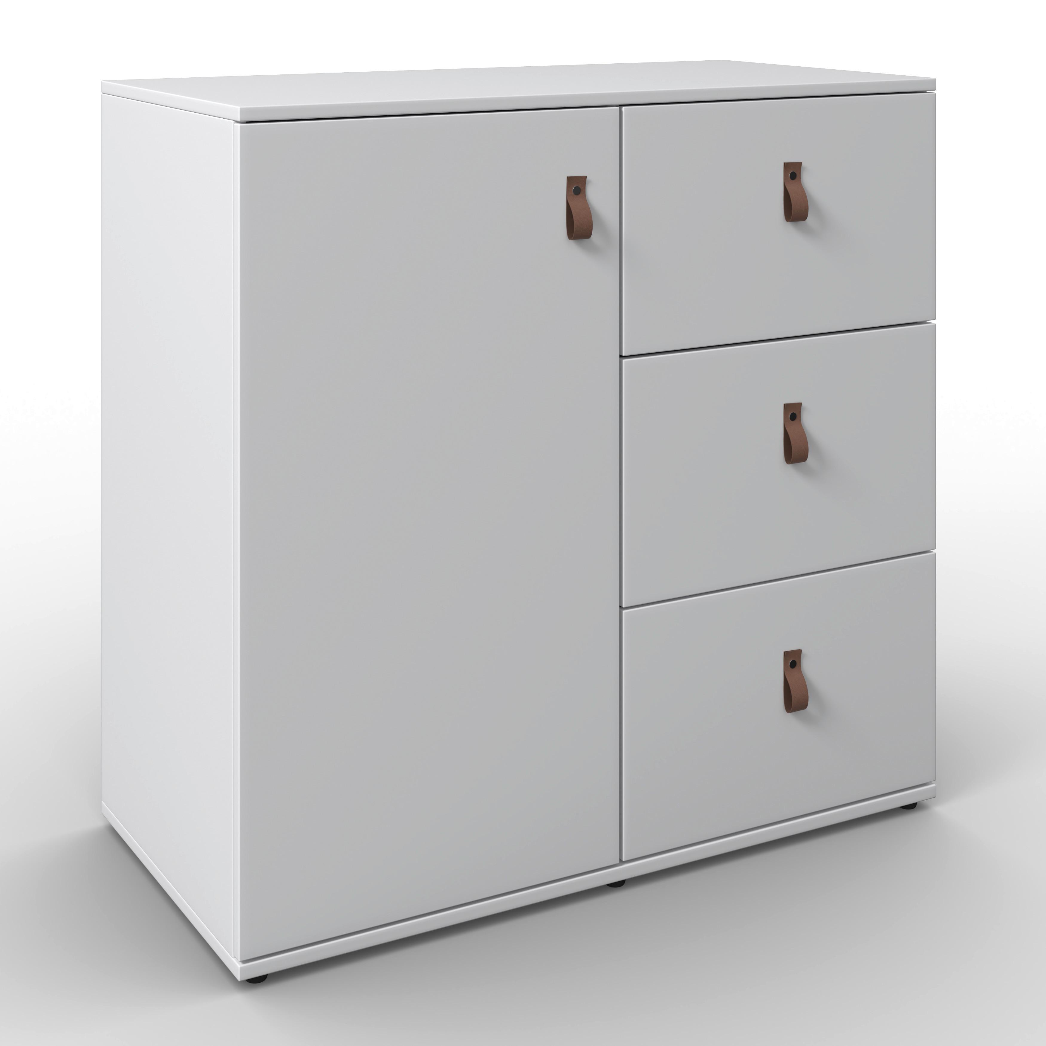Kommode Mick Weiß MDF - Schwarz/Weiß, MODERN, Holzwerkstoff/Kunststoff (80/79/40cm) - Bessagi Home