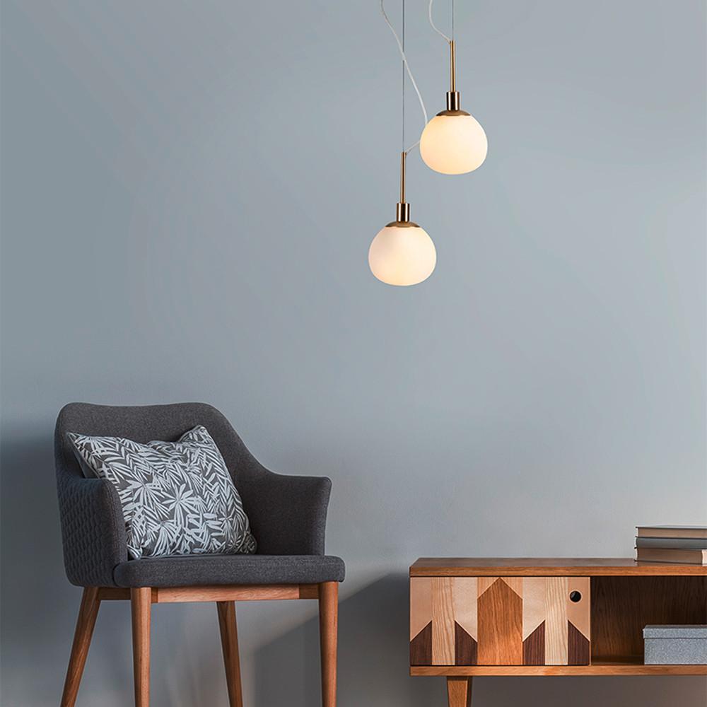 Pendelleuchte Erich Messingfarben max. 40 Watt - Messingfarben/Weiß, Trend, Glas/Metall (15/30,5cm) - MAYTONI