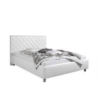 Polsterbett Baltimore Weiß ca. 140x200 cm - Alufarben/Weiß, MODERN, Textil/Metall (140/200cm) - Livetastic