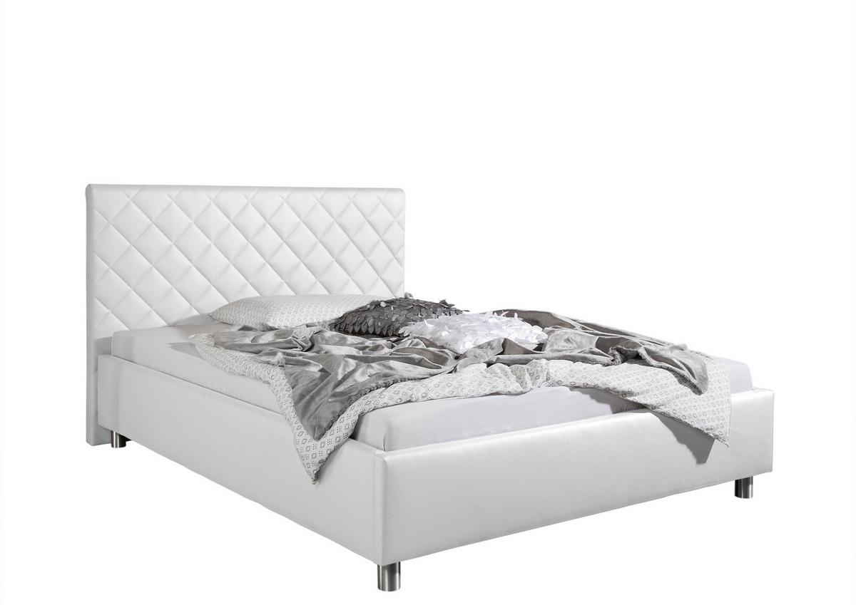 Polsterbett Baltimore Weiß ca. 140x200 cm - Alufarben/Weiß, MODERN, Textil/Metall (140/200cm) - Livetastic