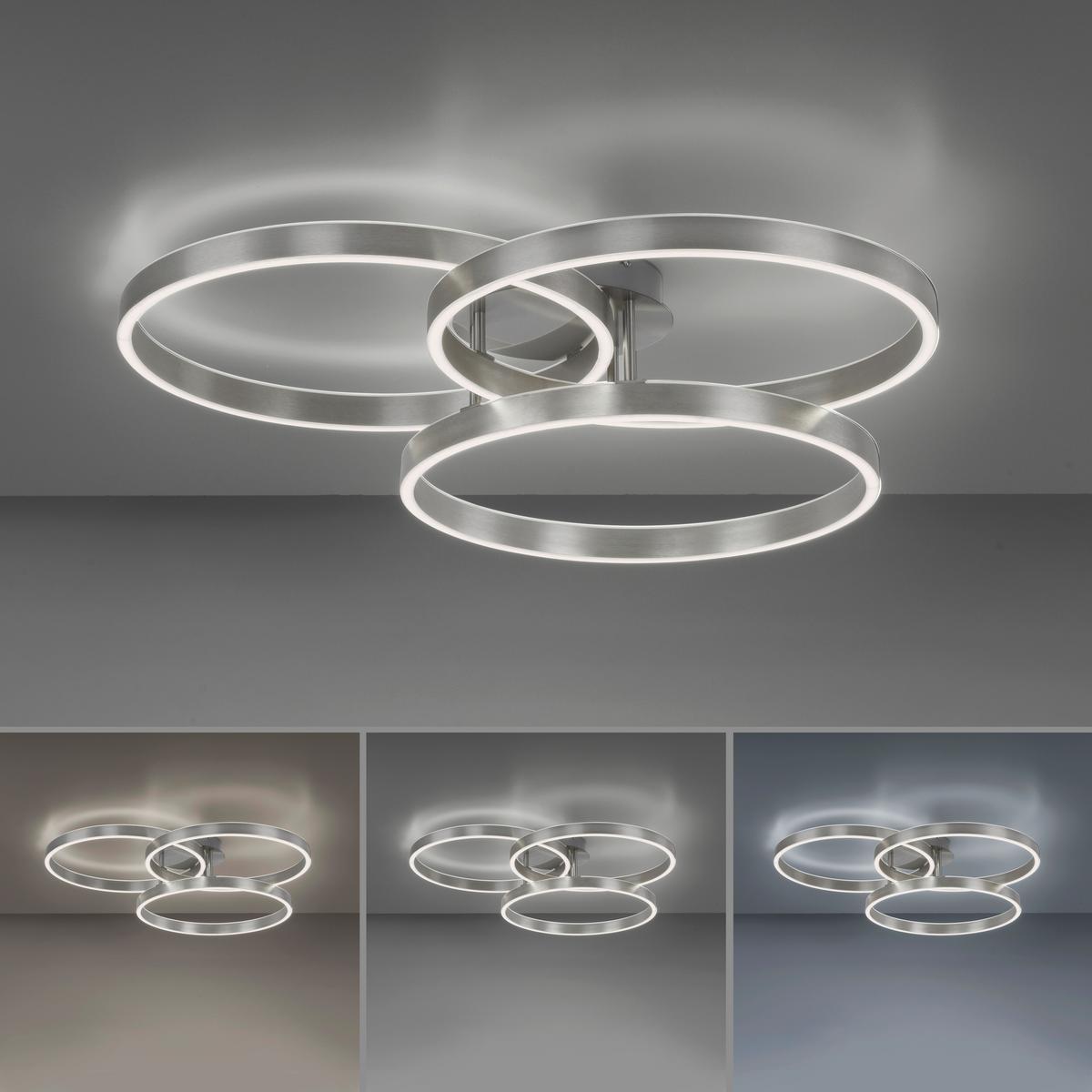 LAMPA SUFITOWA LED 6233-55 PAAN - kolor stalowy, Design, tworzywo sztuczne/metal (75/71,1/15,1cm) - Paul Neuhaus